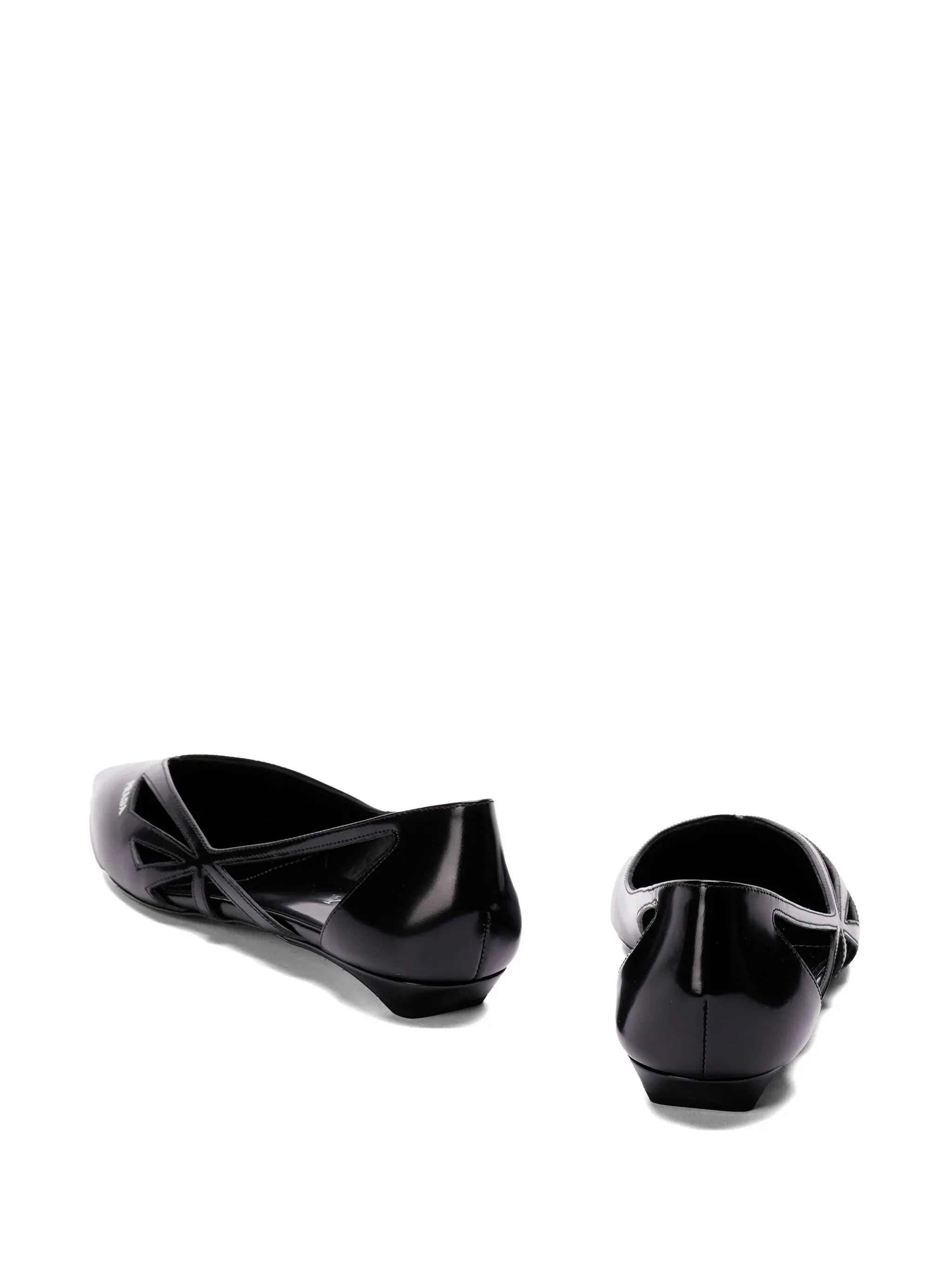 15mm cut-out leather ballerina shoes