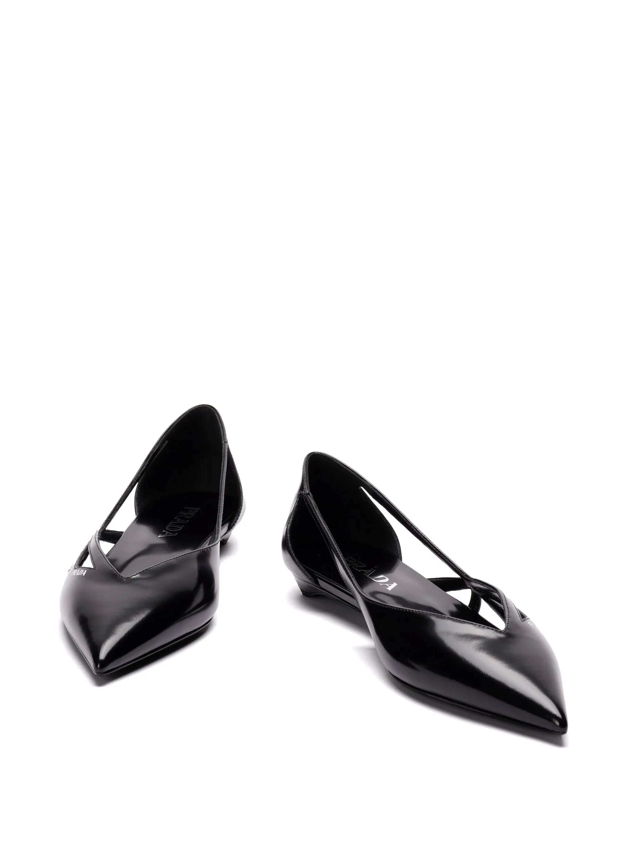 15mm cut-out leather ballerina shoes