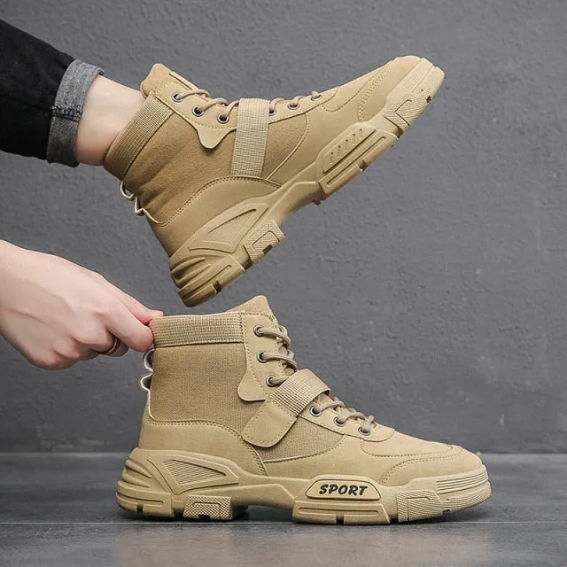 2021 Autumn New High Top Work Shoes for Men Platform Ankle Boots Fashion Quality Martin Boots Outdoor Booties Zapatos De Hombre