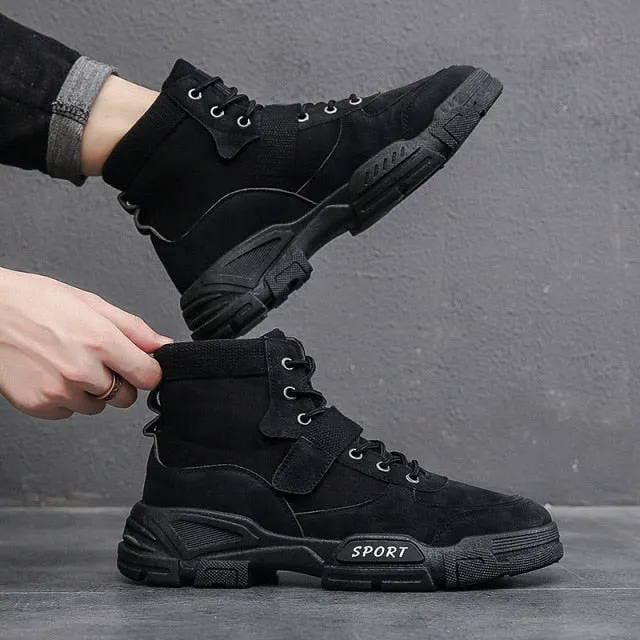 2021 Autumn New High Top Work Shoes for Men Platform Ankle Boots Fashion Quality Martin Boots Outdoor Booties Zapatos De Hombre