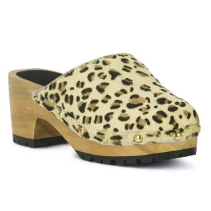 ACER Fine Suede Printed Leopard Clogs Slides
