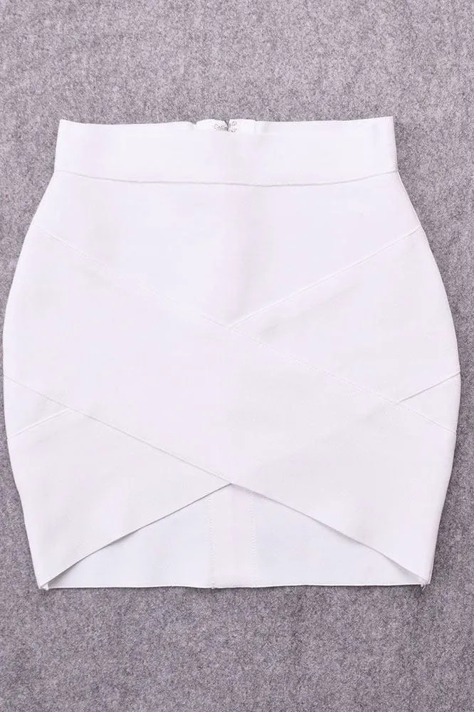 Ang Bandage Top and Mini Skirt Set - Pearl White