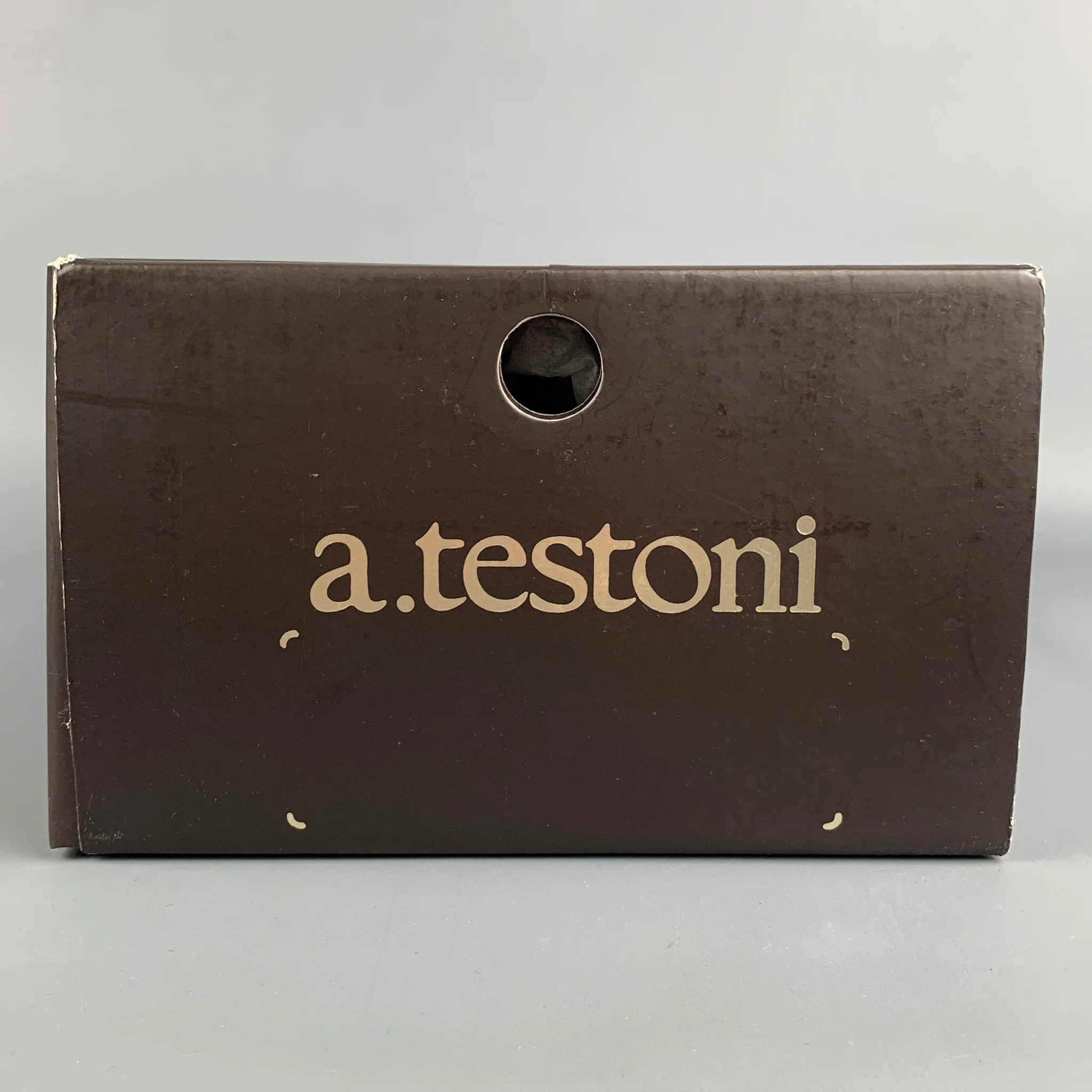 A.TESTONI Size 9 Black Perforated Leather Wingtip Lace Up Shoes