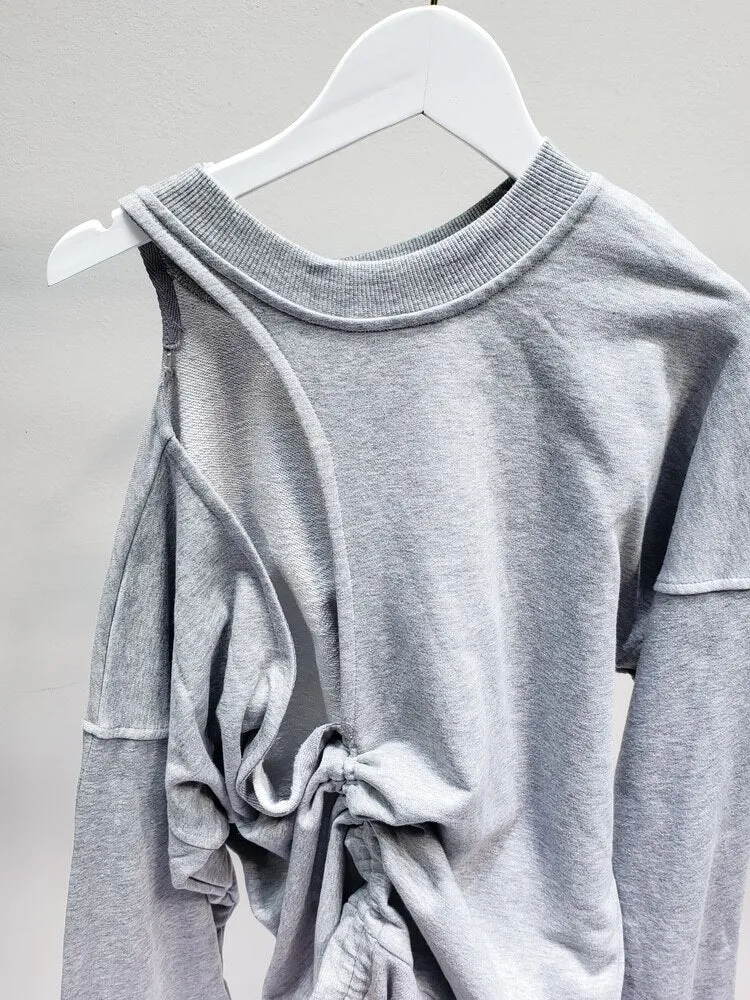 Big Hole Sexy Hoodies Low-cut Loose Long-sleeved Sweatshirt Women Pullovers
