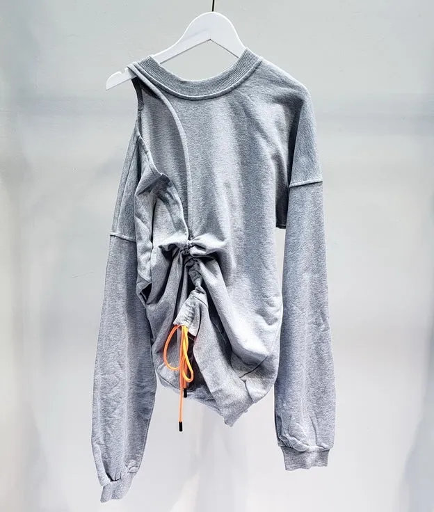 Big Hole Sexy Hoodies Low-cut Loose Long-sleeved Sweatshirt Women Pullovers