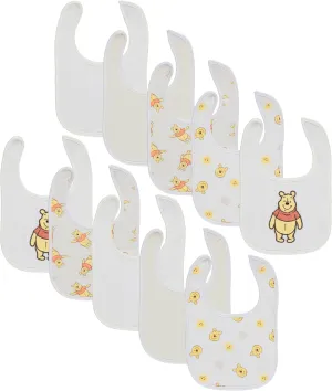 Disney 10-Pack Mickey Mouse Baby Bibs ?C Ten Soft, Absorbent, and Adjustable Cotton Bibs for Mess Free Meals