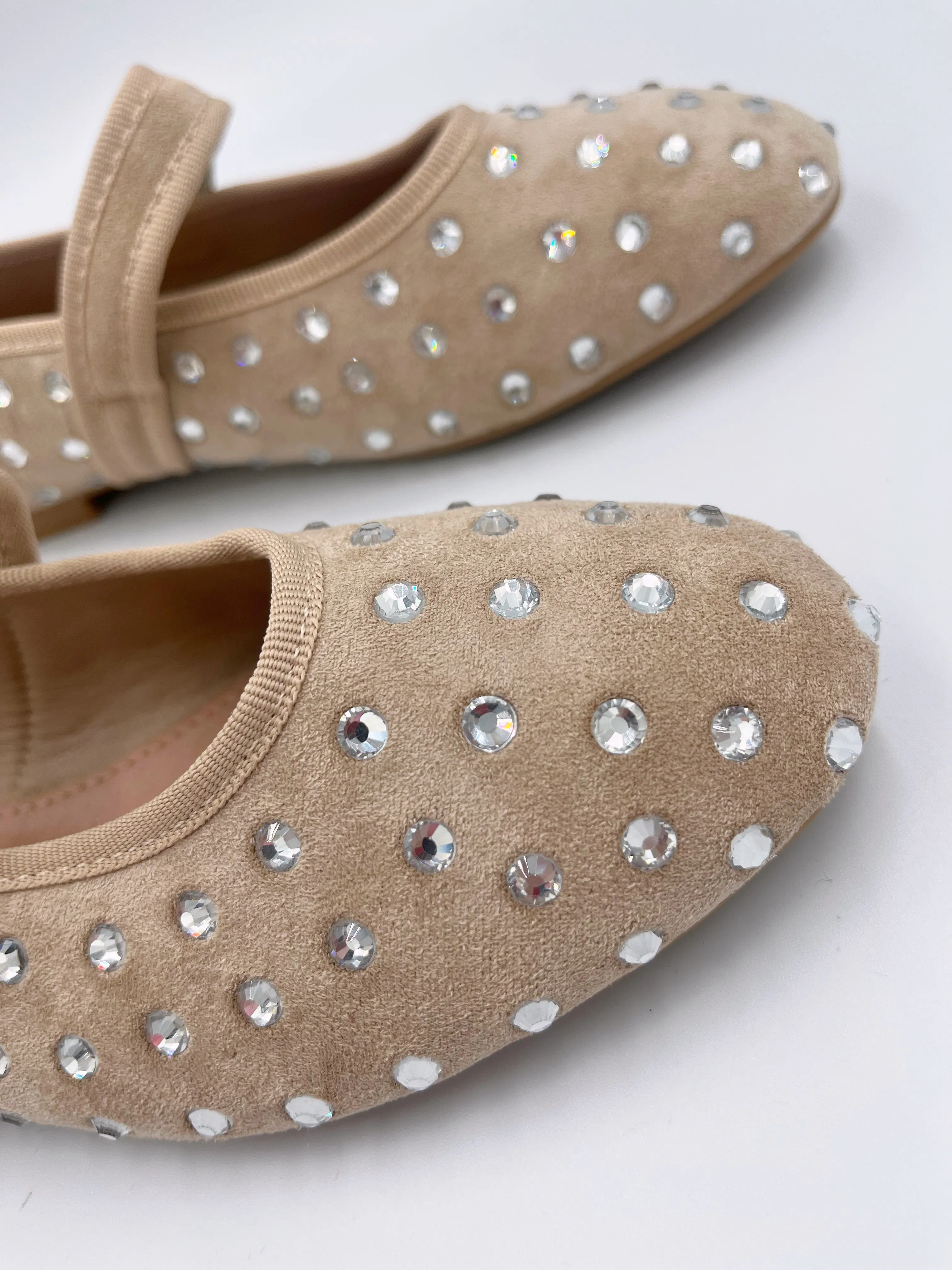 Faux Suede Diamonte Pump