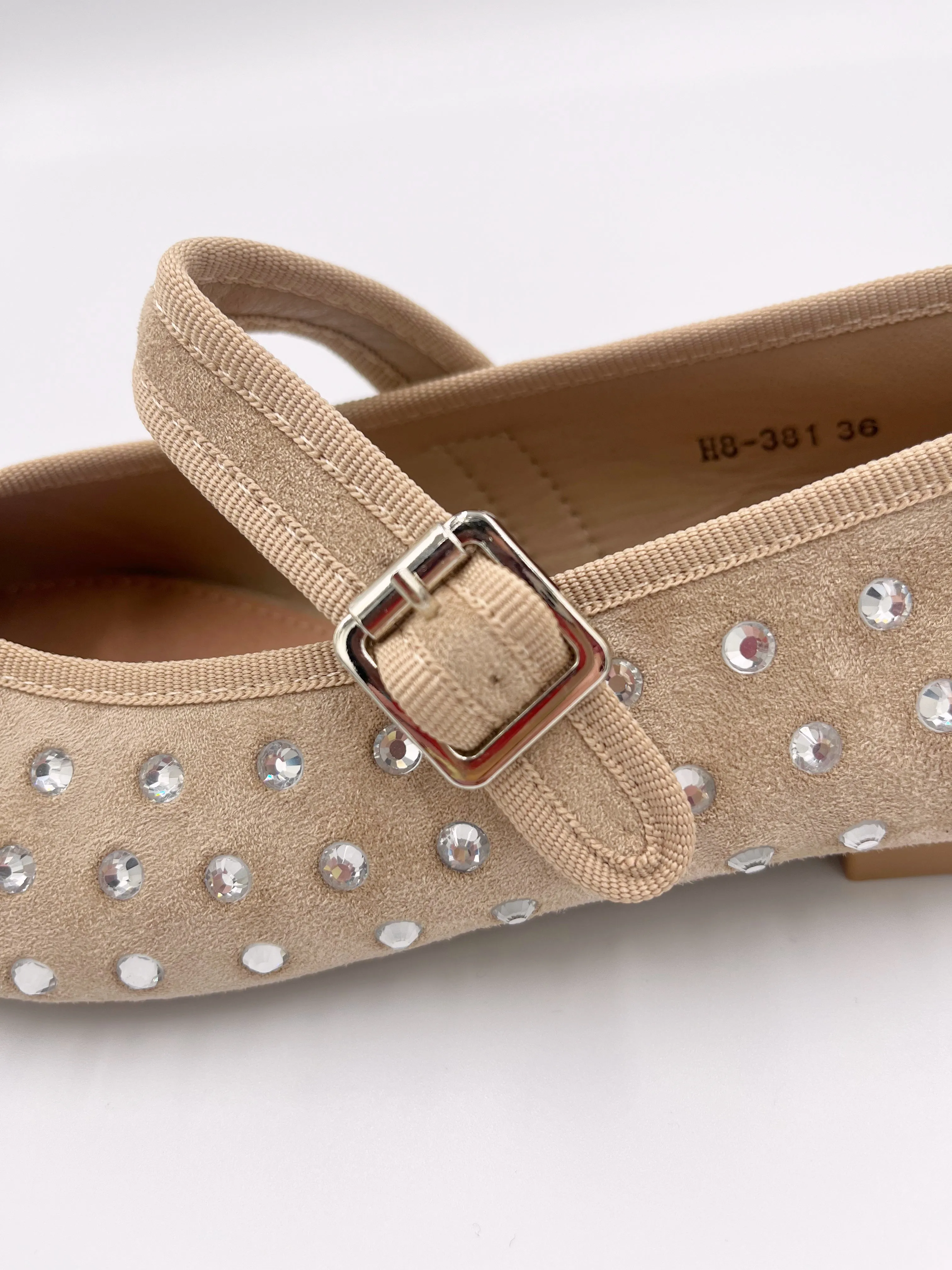 Faux Suede Diamonte Pump