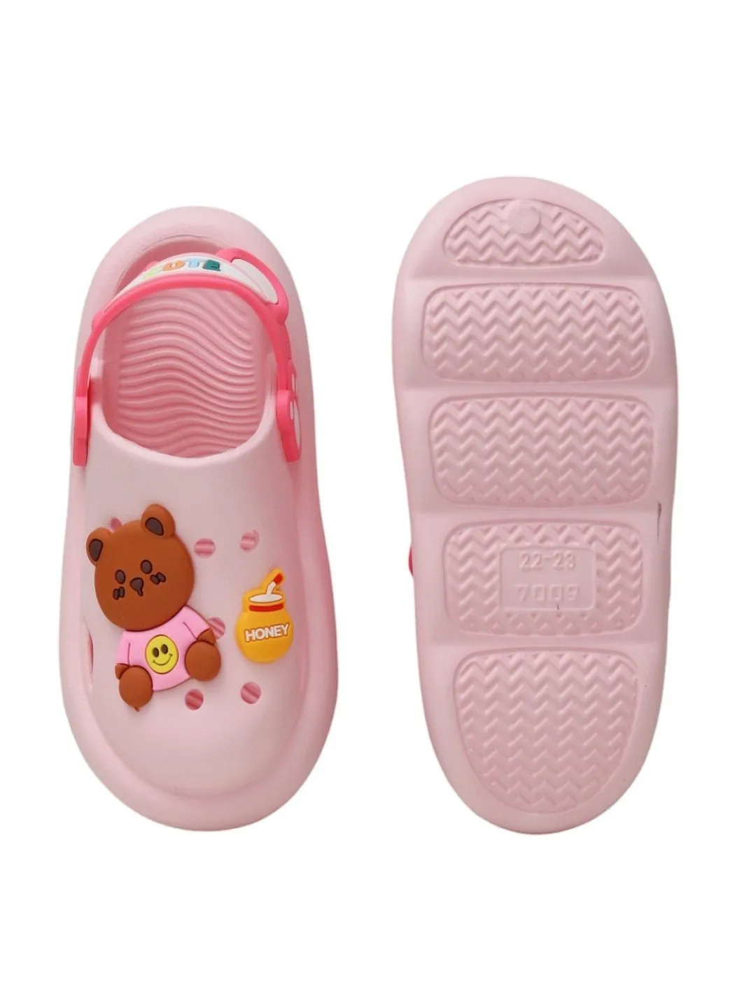 Girl's Pink Bear-Themed Clogs with Cute Strap