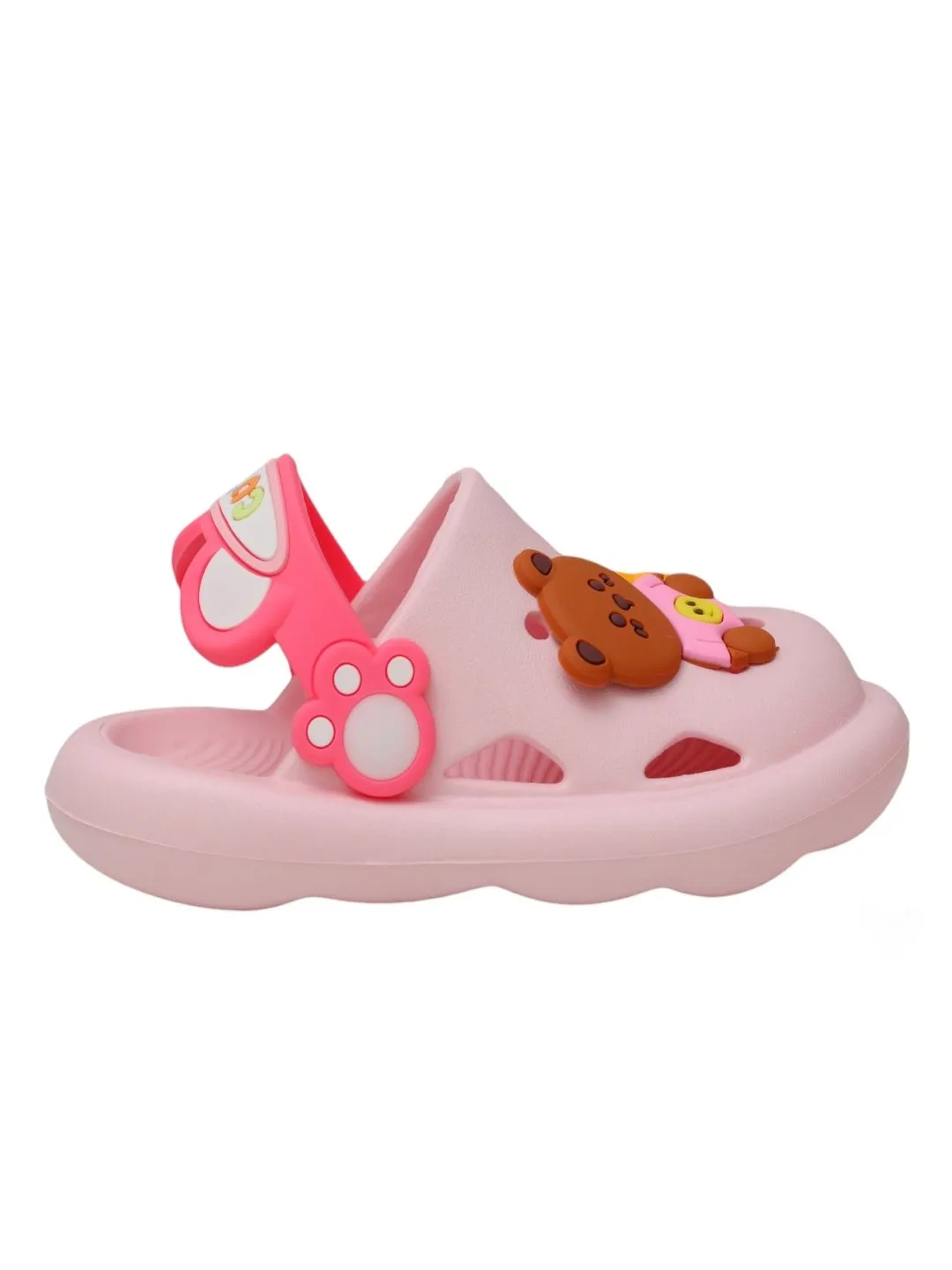 Girl's Pink Bear-Themed Clogs with Cute Strap