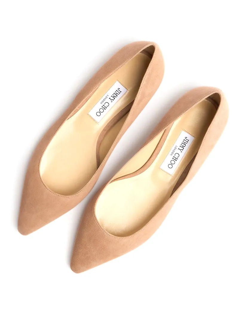 JIMMY CHOO ROMY SUEDE BALLERINA FLATS