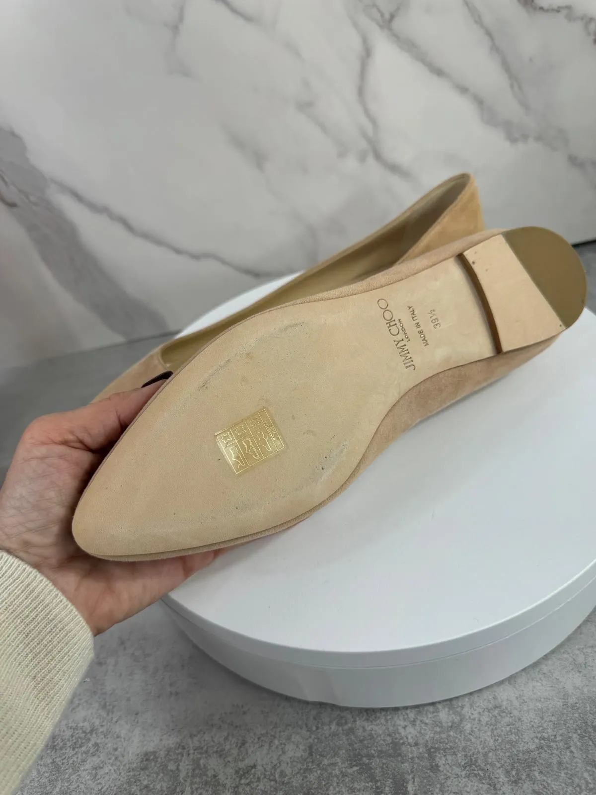 JIMMY CHOO ROMY SUEDE BALLERINA FLATS