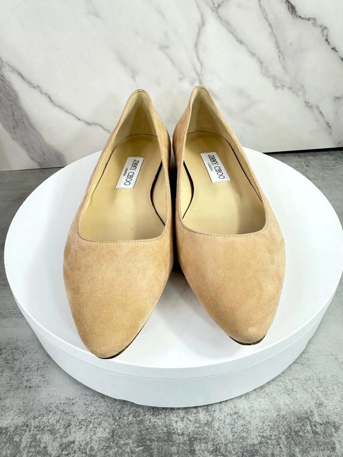 JIMMY CHOO ROMY SUEDE BALLERINA FLATS
