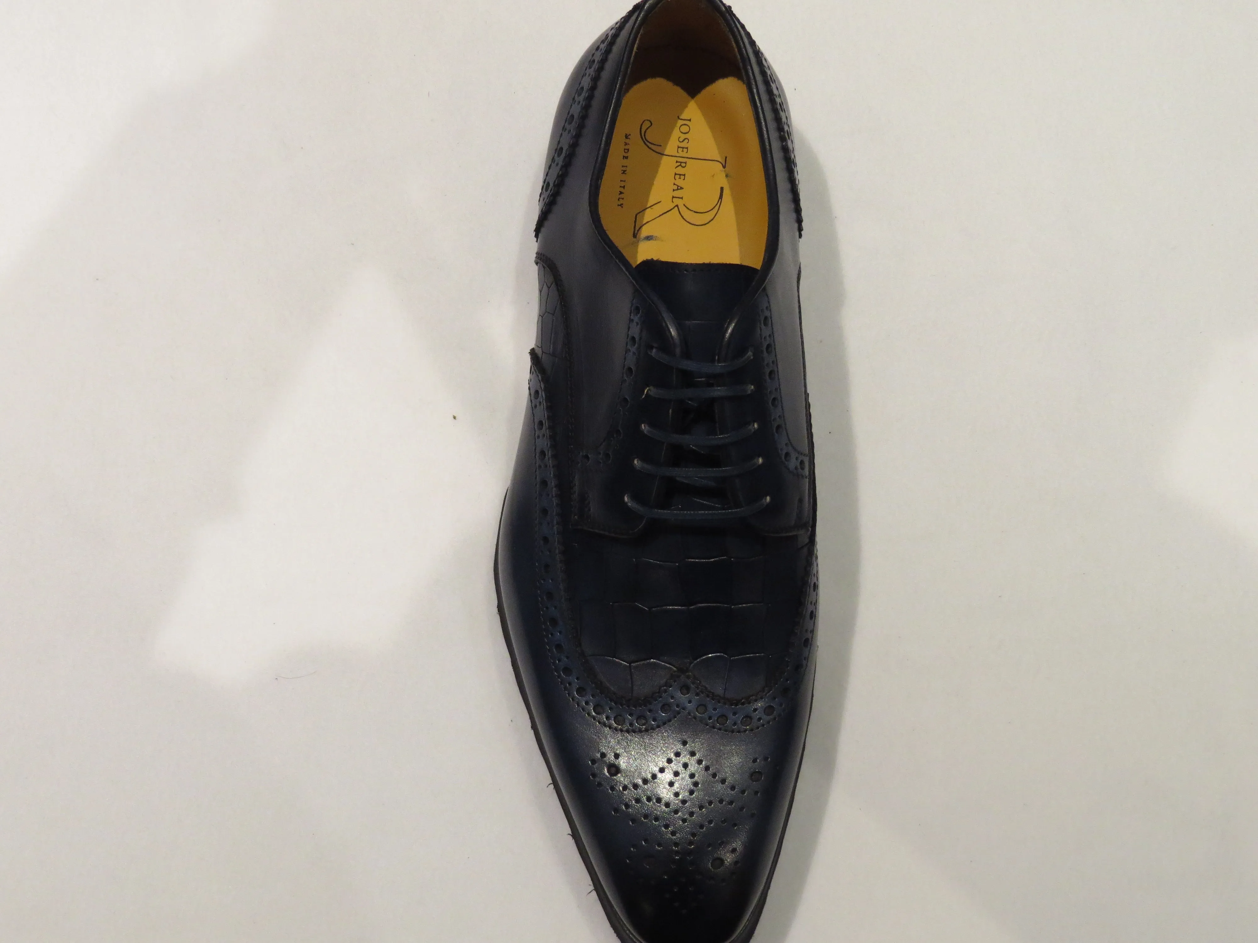 Jose Real Navy Blue Croco Print Wingtip Sneaker Lace Up Shoes