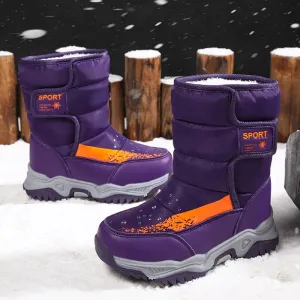 Kids Girls Boys Warm Anti-Slip Leather Snow Boots