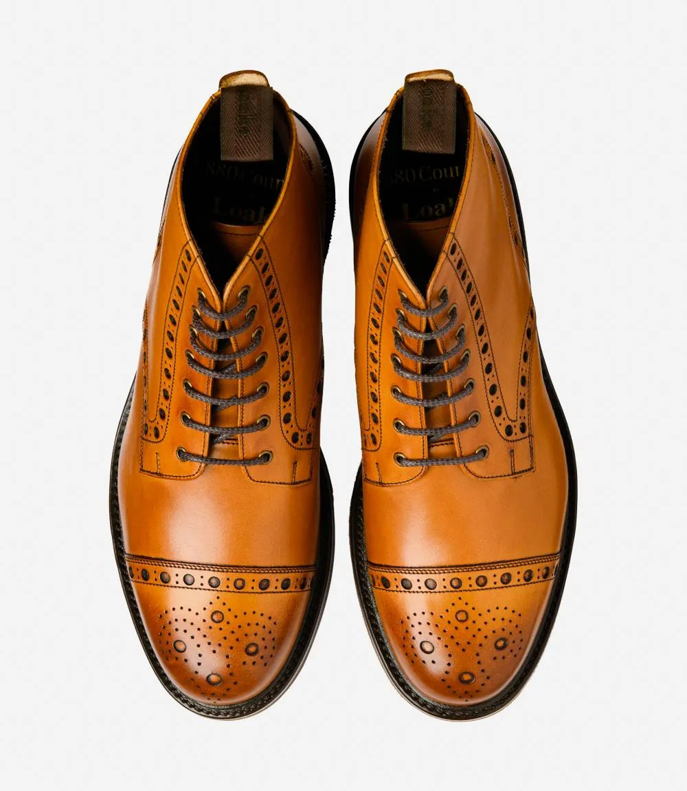 LOAKE LOXLEY TAN DERBY BOOT RUBBER SOLE G-WIDE