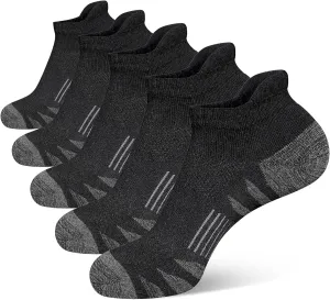 Men's Athletic Cushioned Cotton Socks Anti-blister Wicking Breathable Running Ankle Socks 5 Pairs