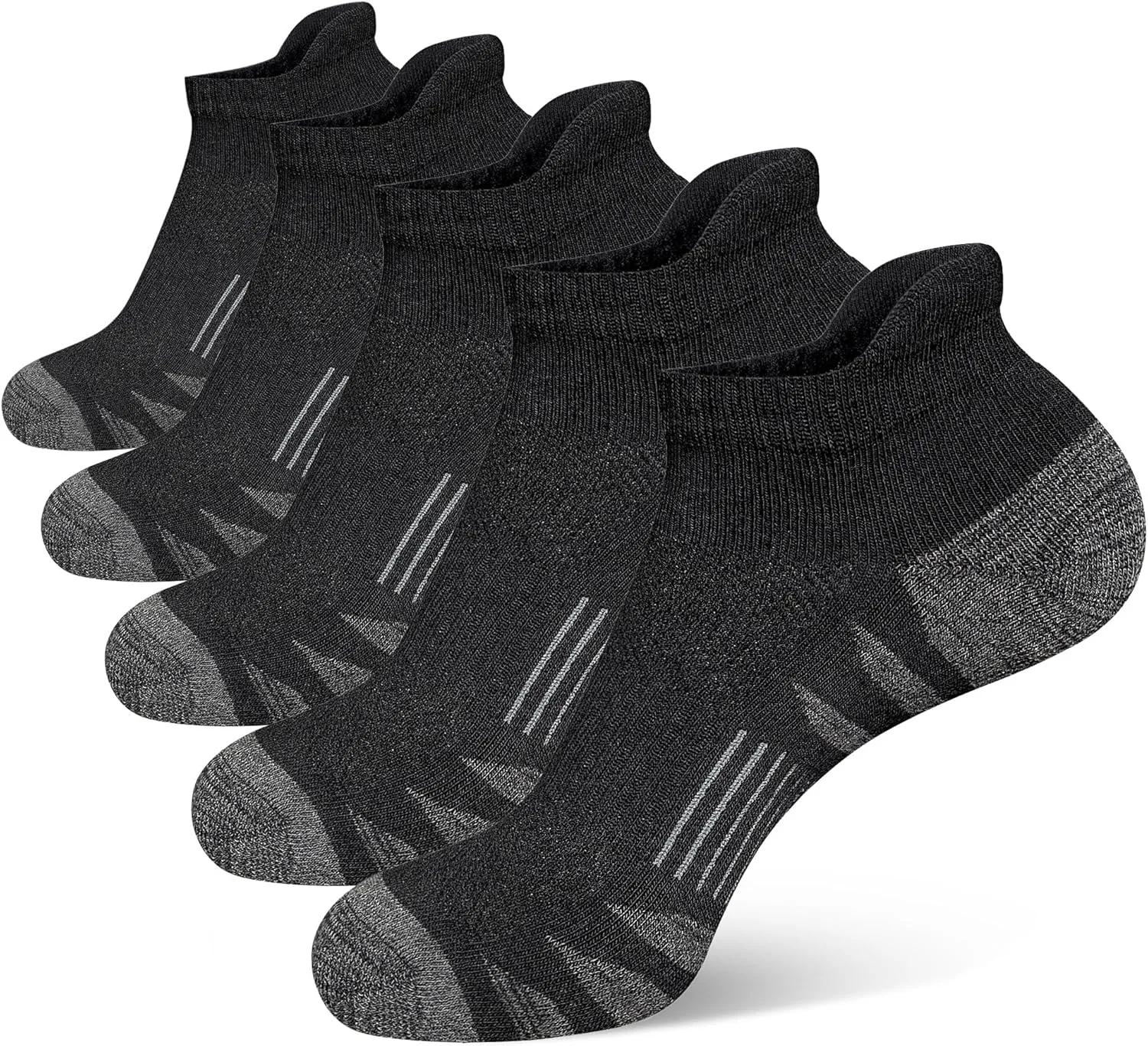 Men's Athletic Cushioned Cotton Socks Anti-blister Wicking Breathable Running Ankle Socks 5 Pairs