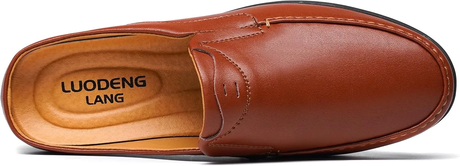 Men??s Slip-On Loafers Handmade Leather Slippers Breathable Comfortable Soft Hand Stitched no-heel Casual Shoes For Men