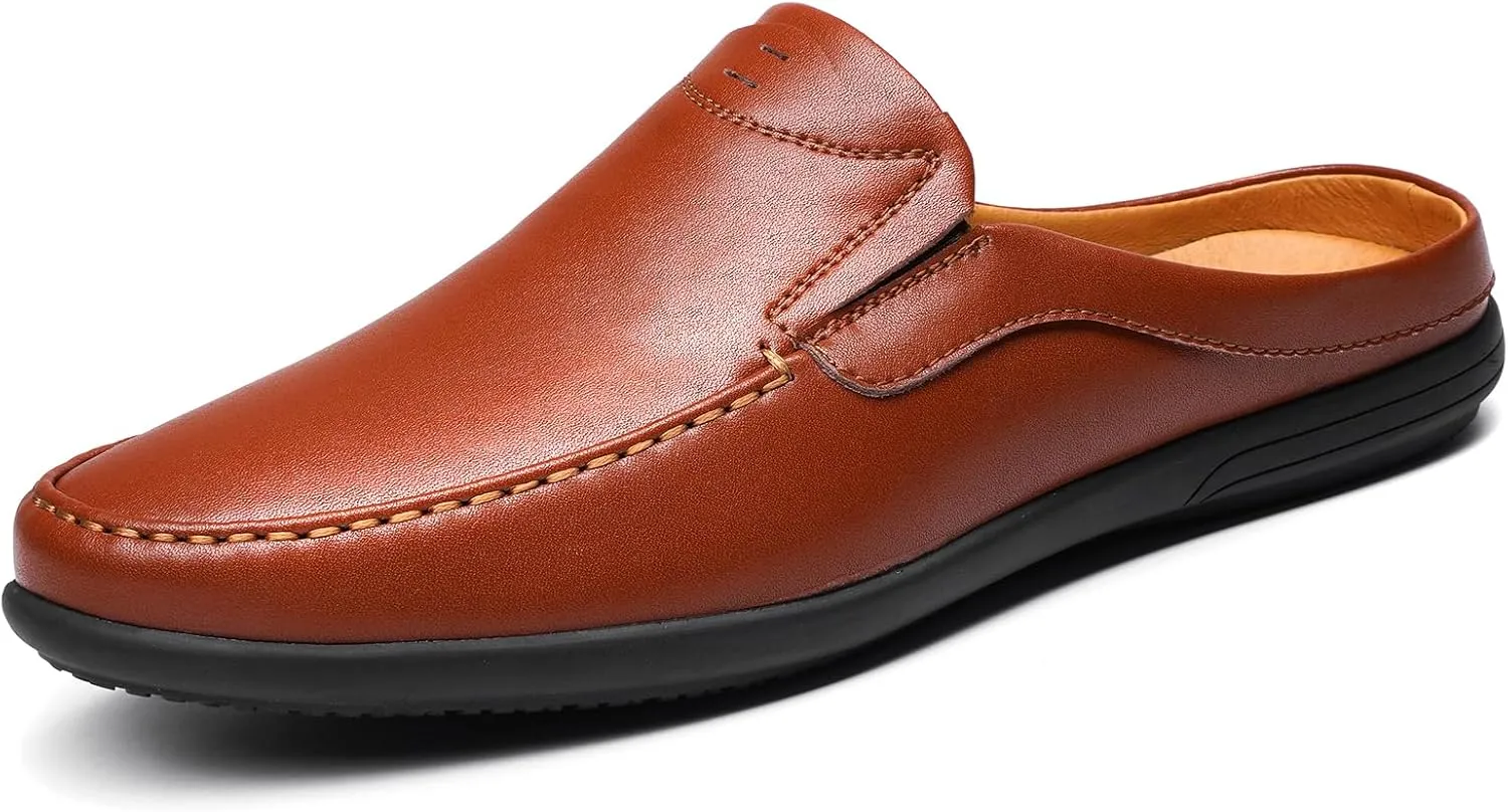 Men??s Slip-On Loafers Handmade Leather Slippers Breathable Comfortable Soft Hand Stitched no-heel Casual Shoes For Men