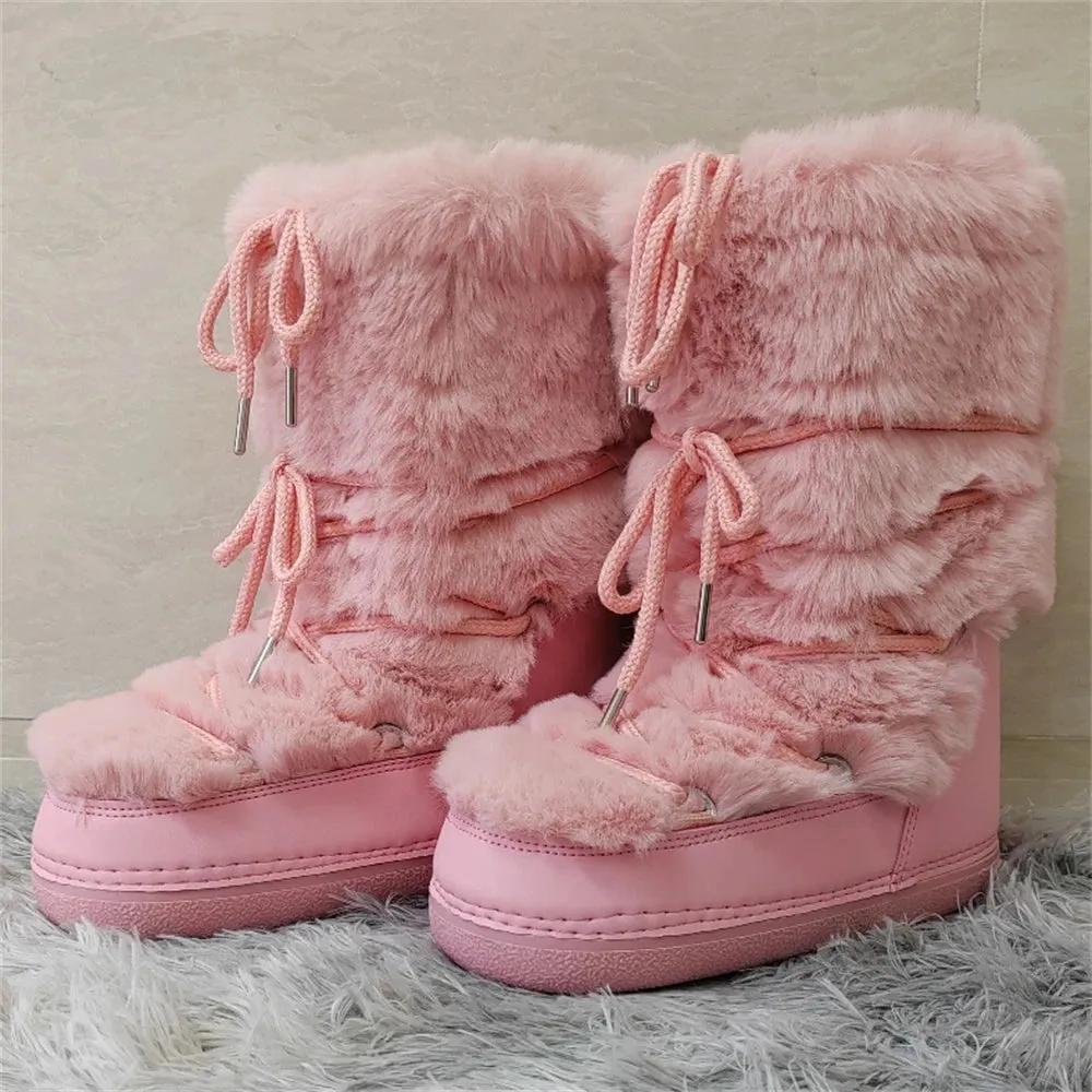 Middle Calf Lace-up Waterproof Snow Boots