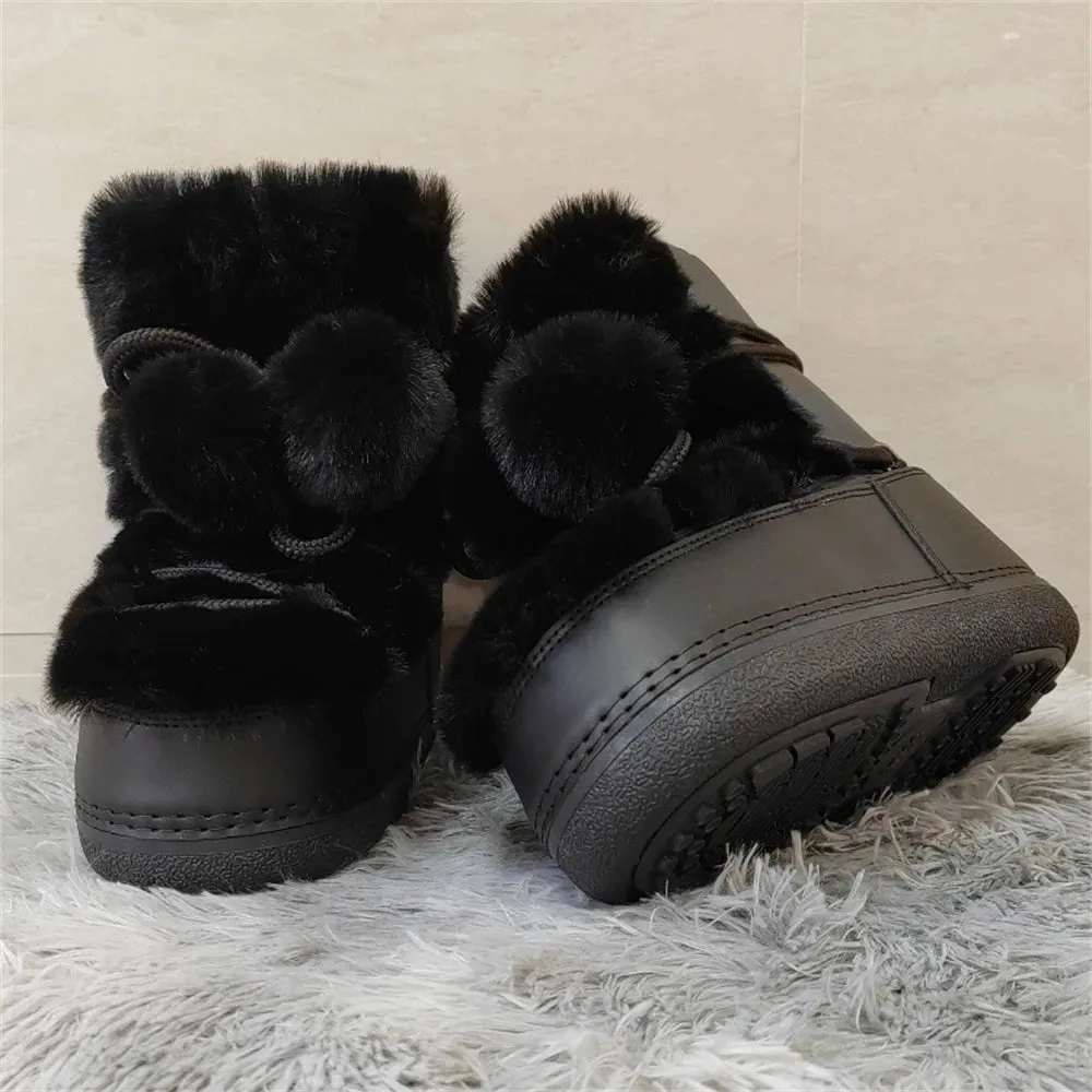 Middle Calf Lace-up Waterproof Snow Boots
