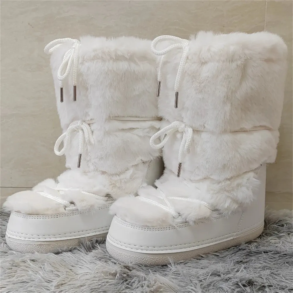 Middle Calf Lace-up Waterproof Snow Boots