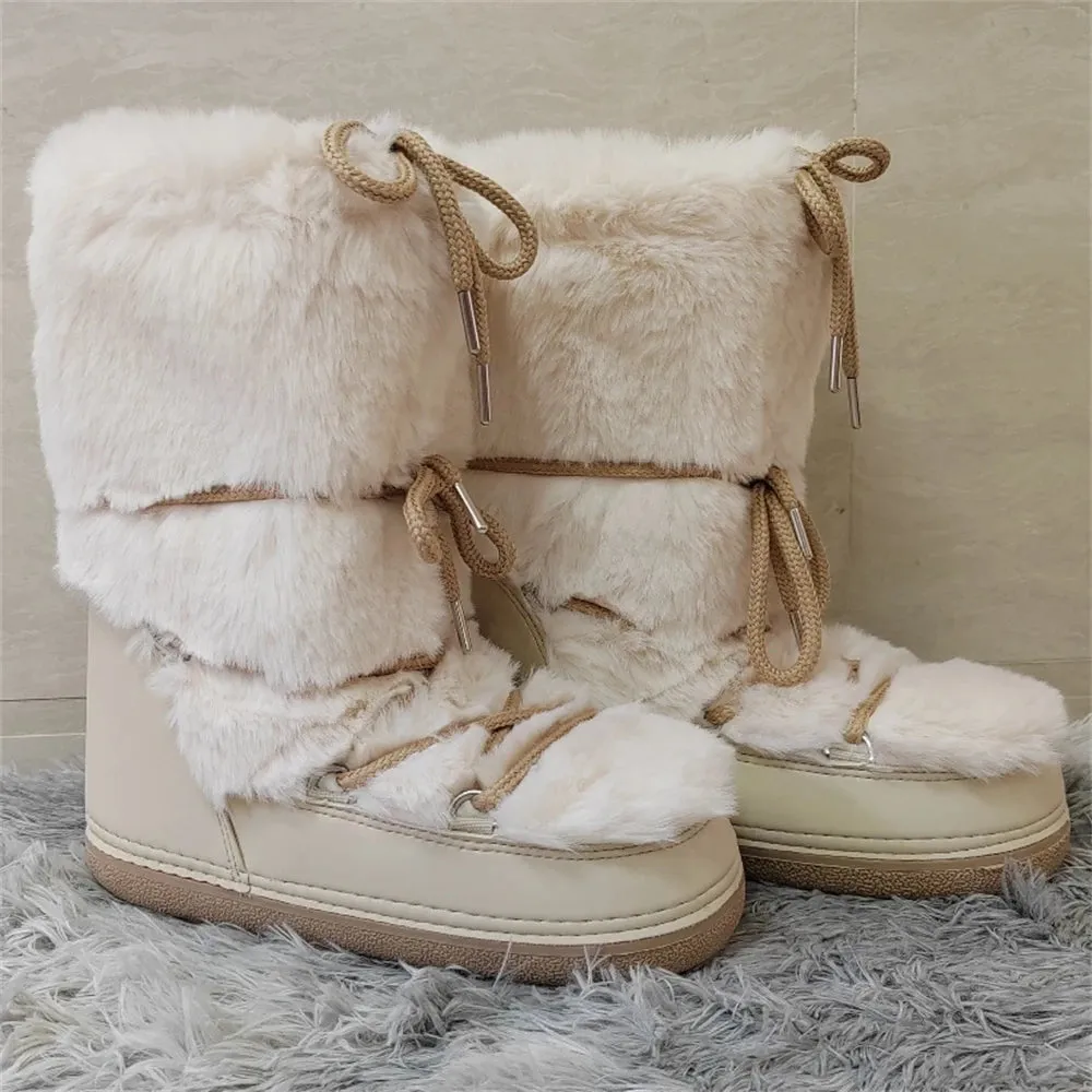 Middle Calf Lace-up Waterproof Snow Boots
