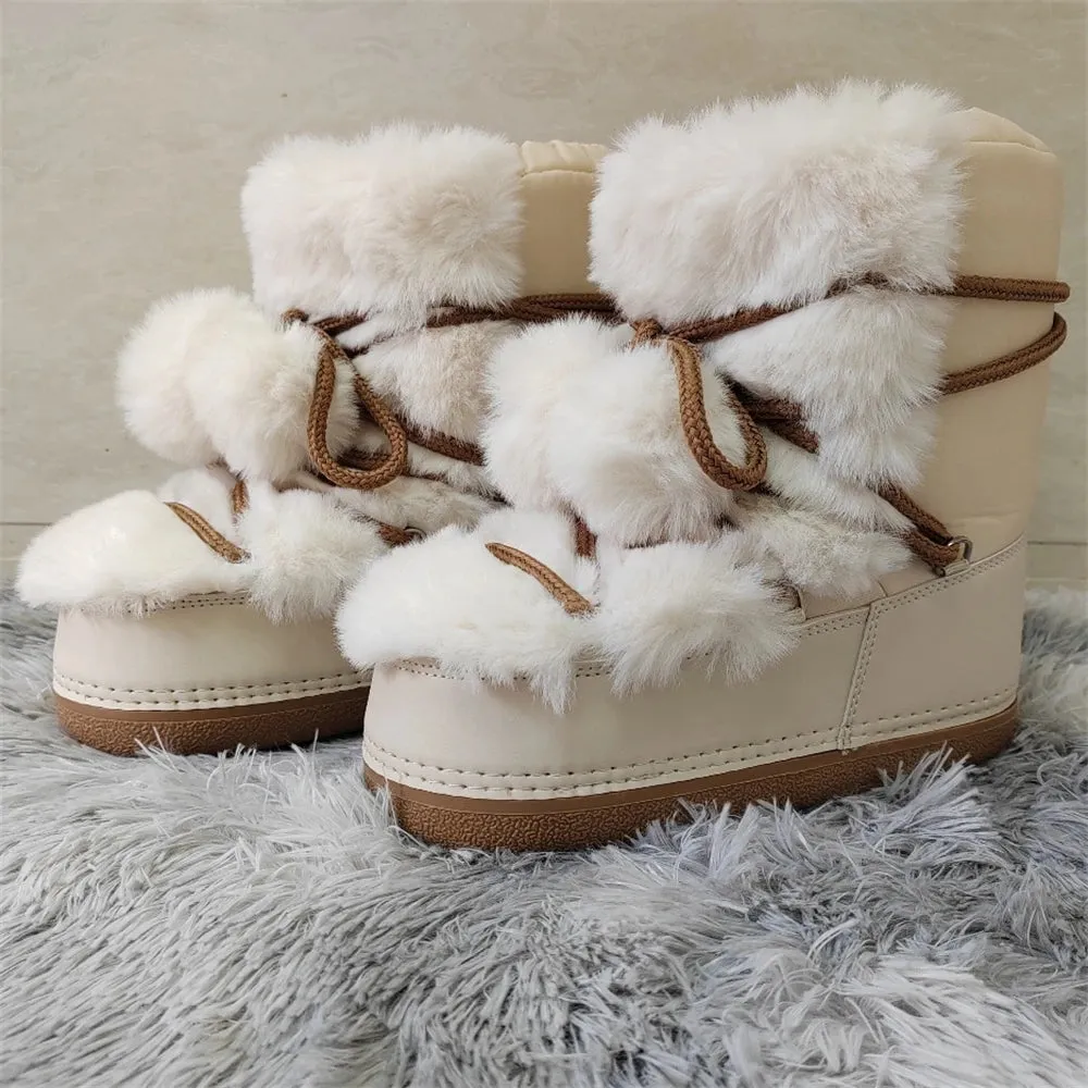 Middle Calf Lace-up Waterproof Snow Boots