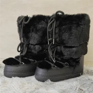 Middle Calf Lace-up Waterproof Snow Boots