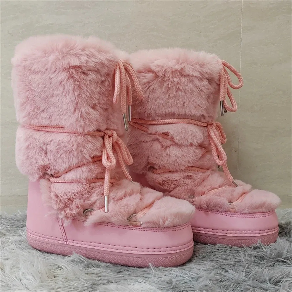 Middle Calf Lace-up Waterproof Snow Boots
