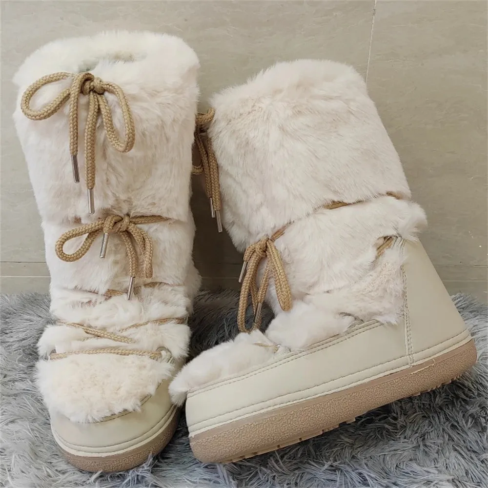 Middle Calf Lace-up Waterproof Snow Boots
