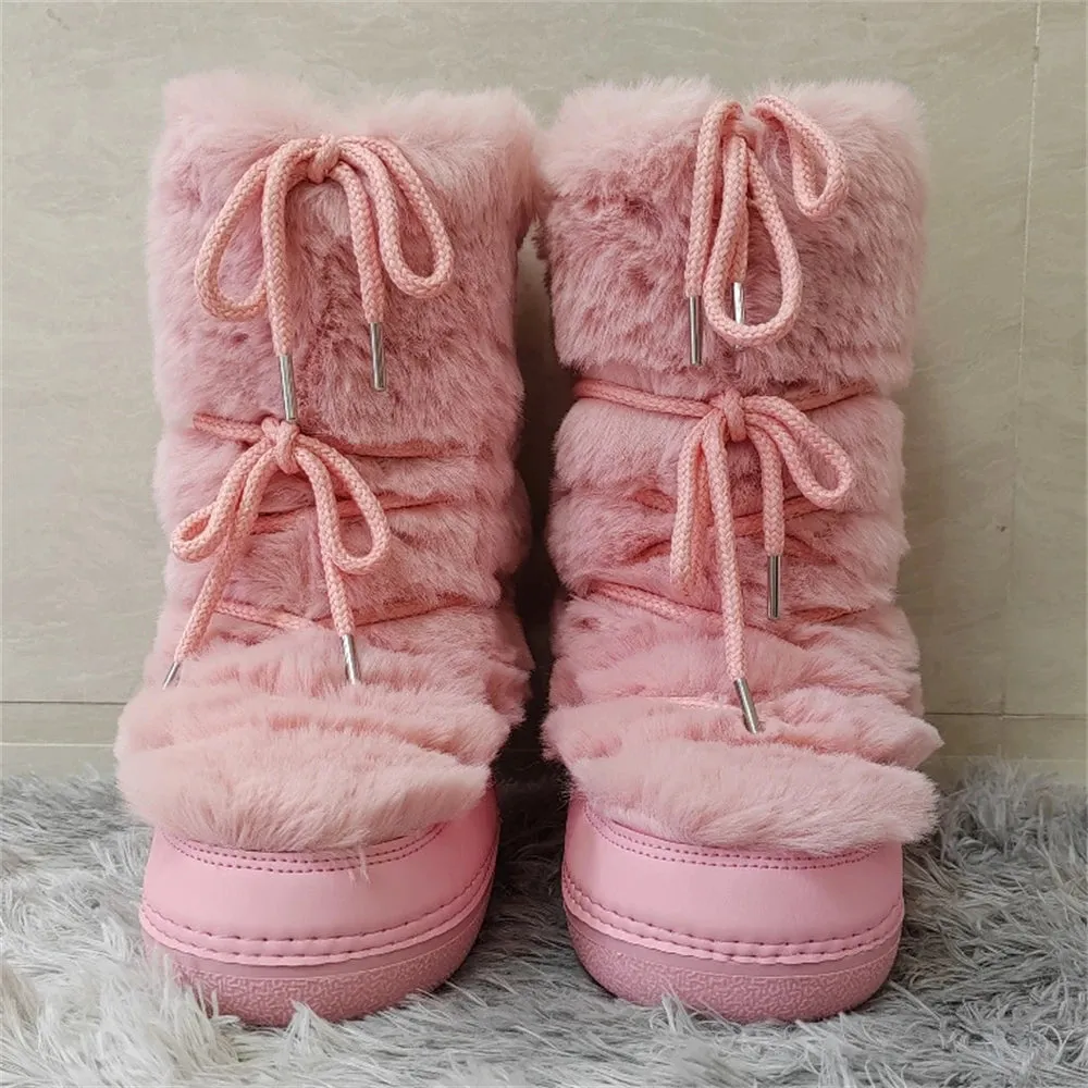 Middle Calf Lace-up Waterproof Snow Boots