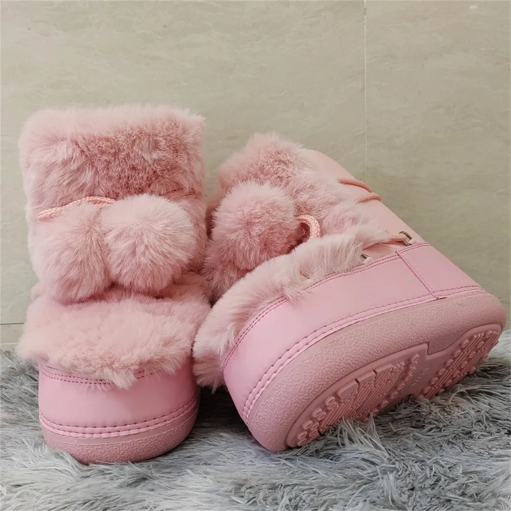 Middle Calf Lace-up Waterproof Snow Boots