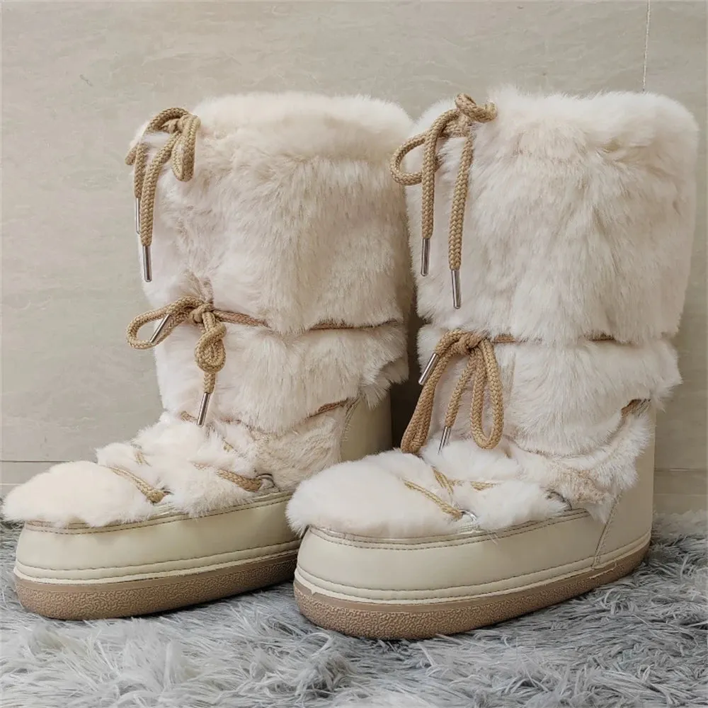 Middle Calf Lace-up Waterproof Snow Boots