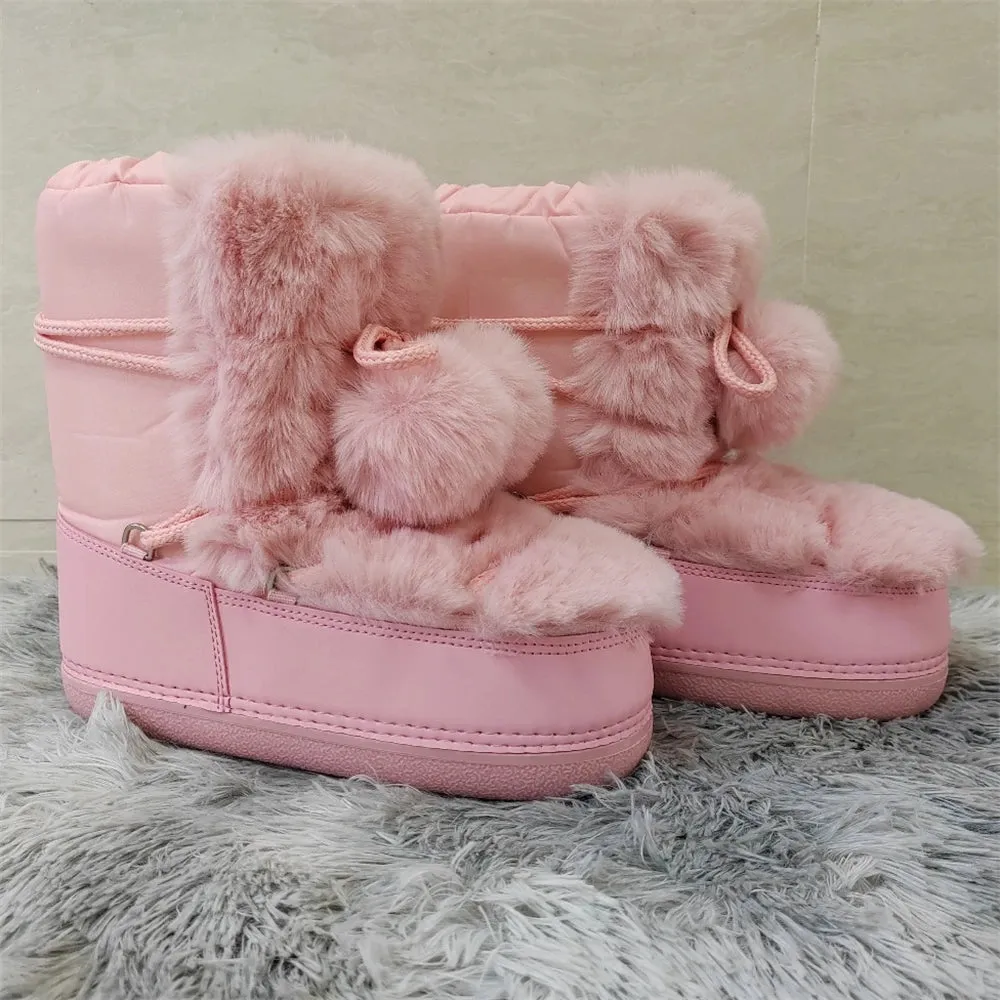 Middle Calf Lace-up Waterproof Snow Boots
