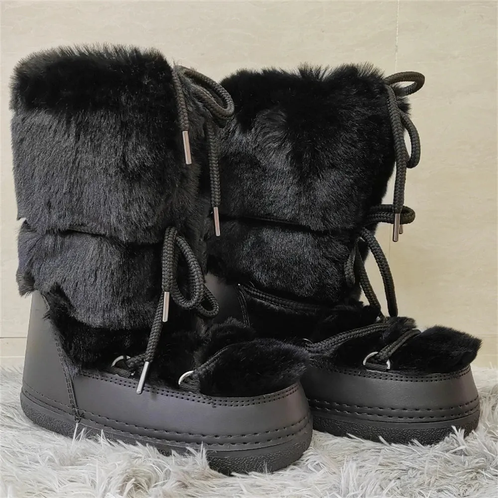 Middle Calf Lace-up Waterproof Snow Boots
