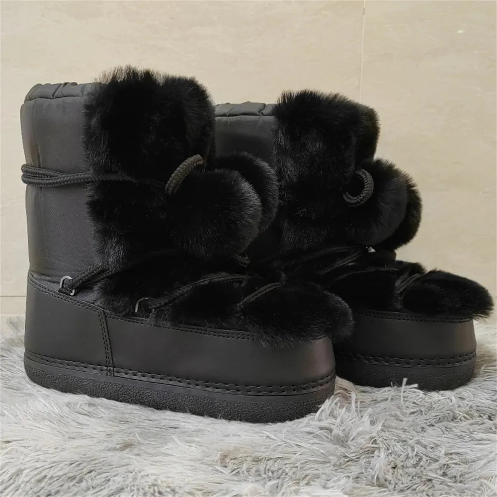 Middle Calf Lace-up Waterproof Snow Boots
