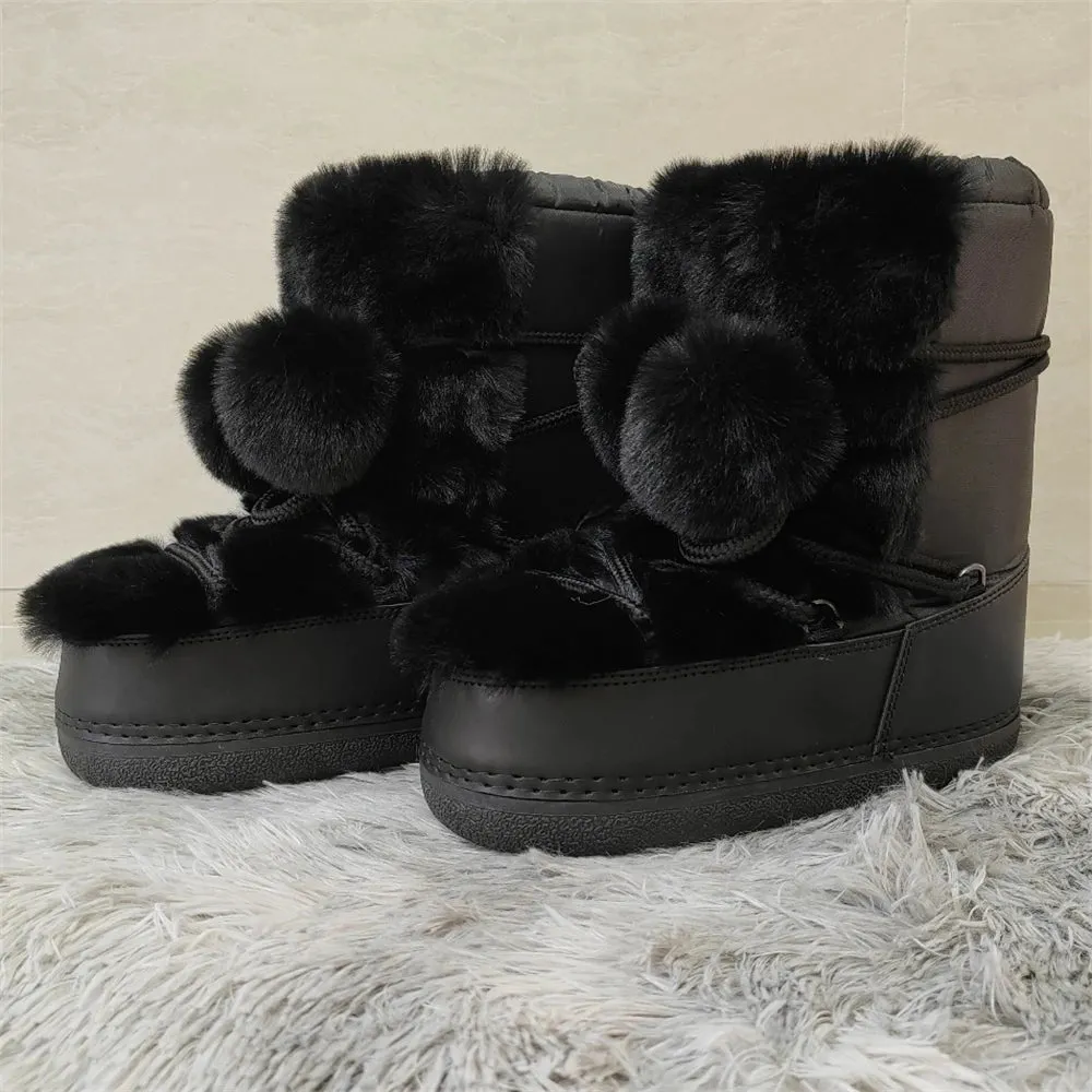Middle Calf Lace-up Waterproof Snow Boots