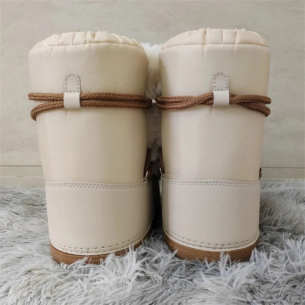 Middle Calf Lace-up Waterproof Snow Boots