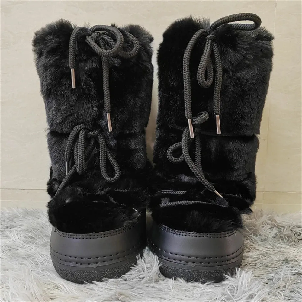 Middle Calf Lace-up Waterproof Snow Boots