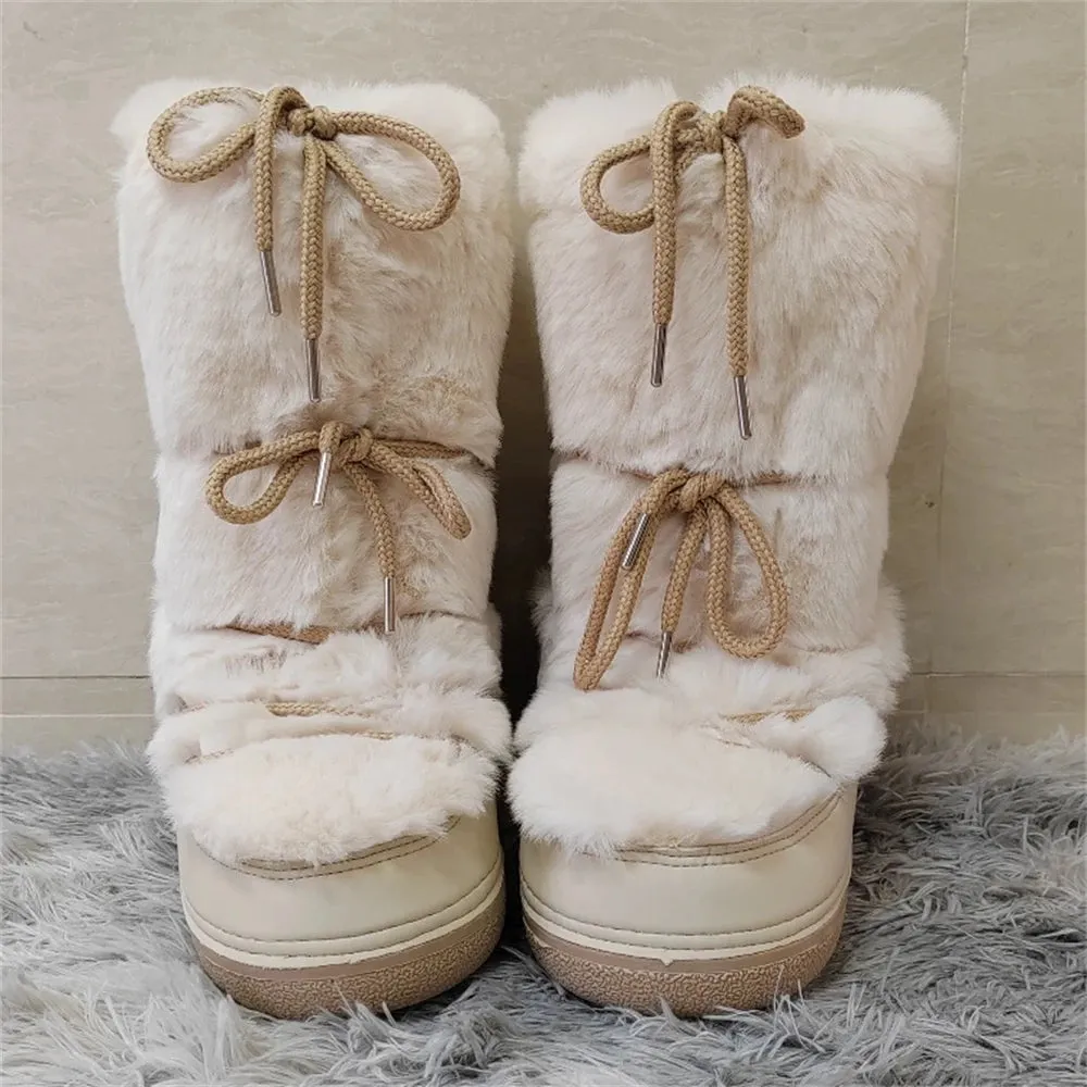 Middle Calf Lace-up Waterproof Snow Boots