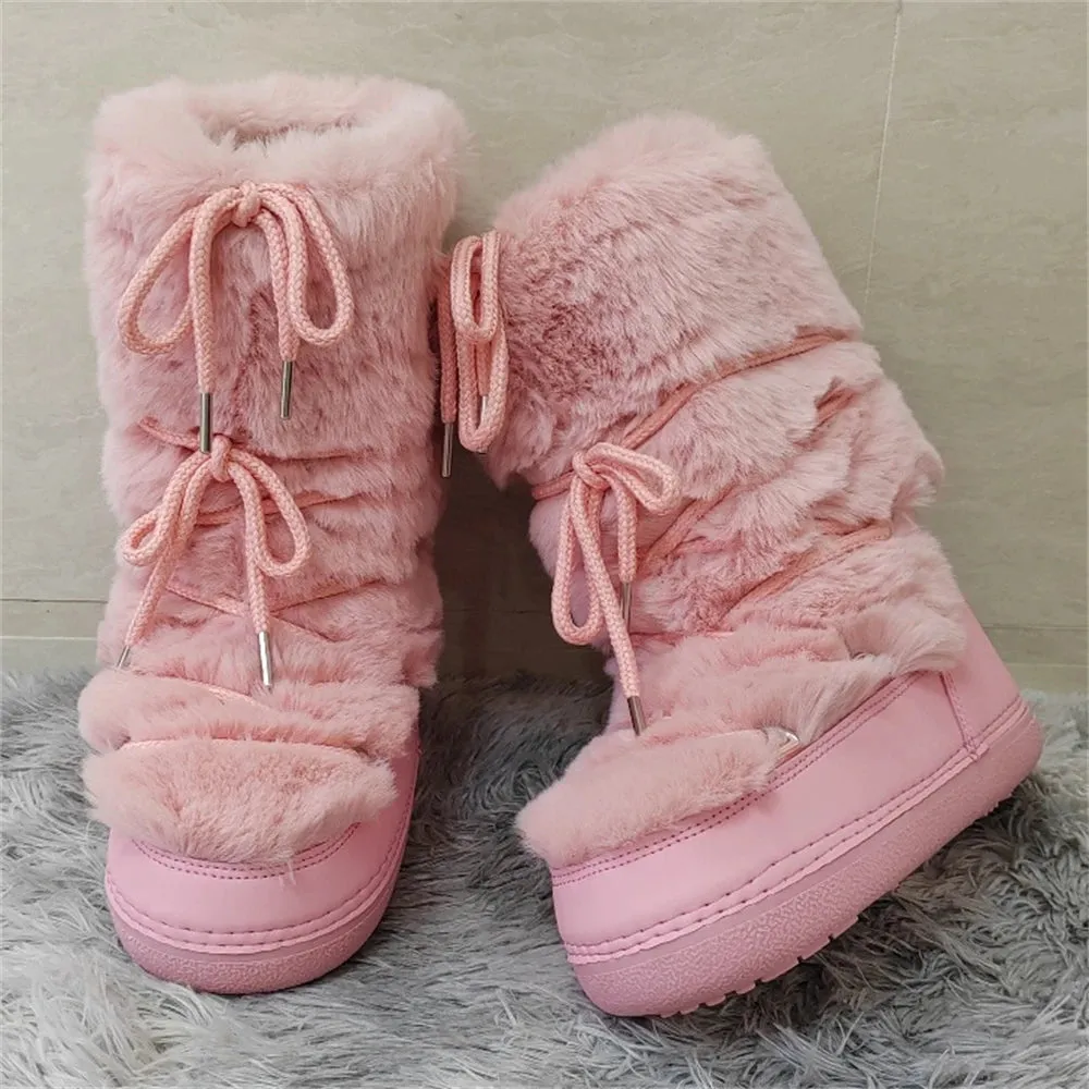 Middle Calf Lace-up Waterproof Snow Boots