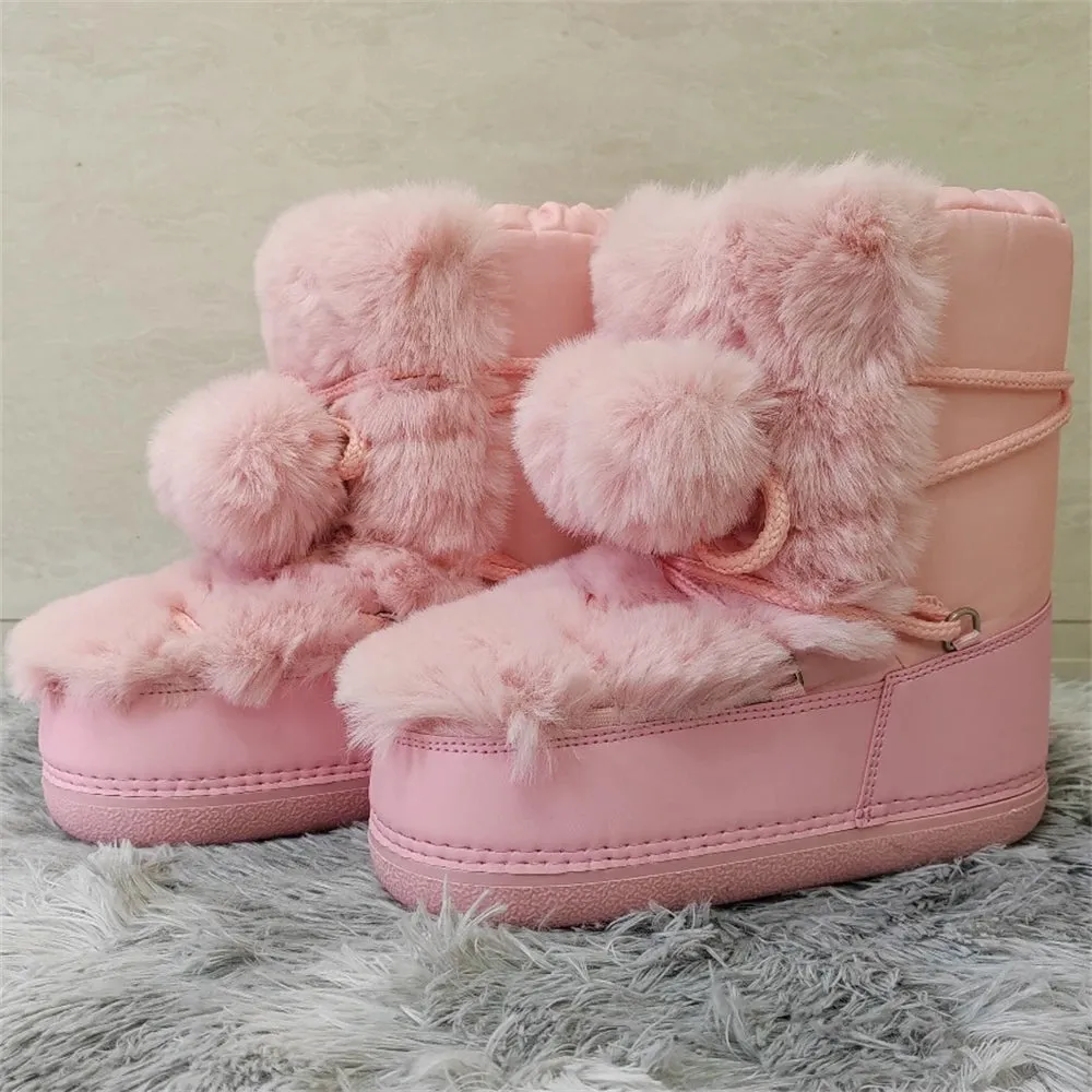 Middle Calf Lace-up Waterproof Snow Boots