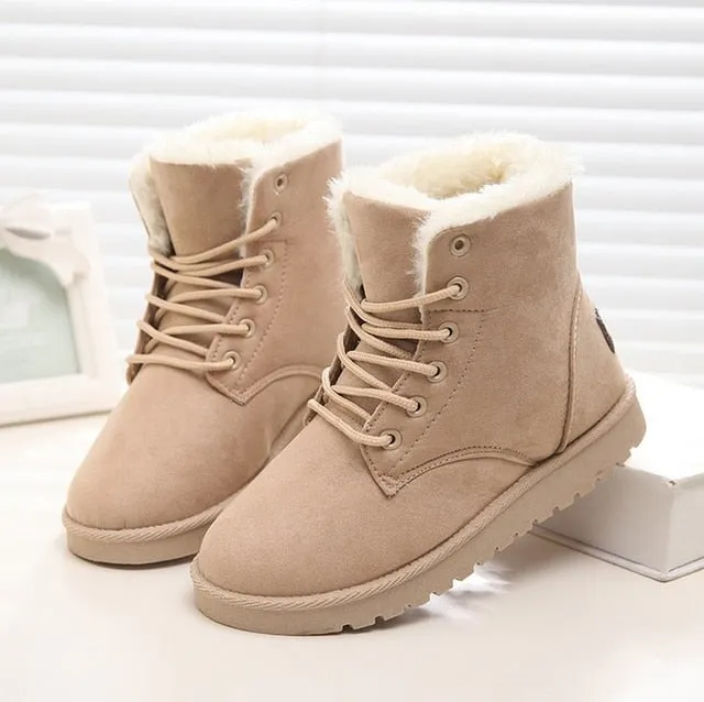 New Fashion Winter Snow Boots for Women – Warm Lace-Up Flat Boots, Trendy Women’s Shoes, Hot Sale