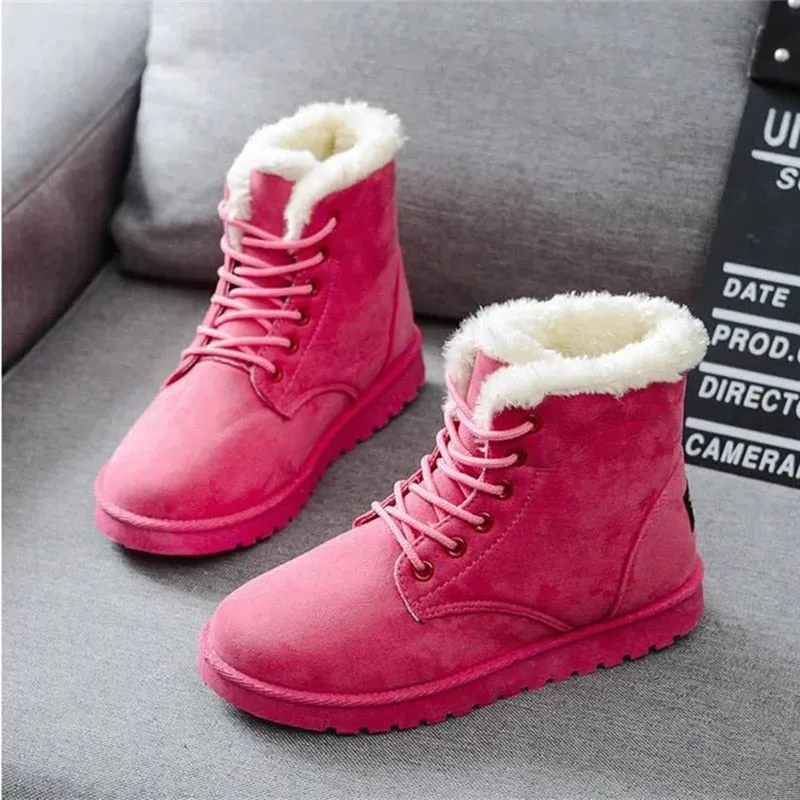 New Fashion Winter Snow Boots for Women – Warm Lace-Up Flat Boots, Trendy Women’s Shoes, Hot Sale