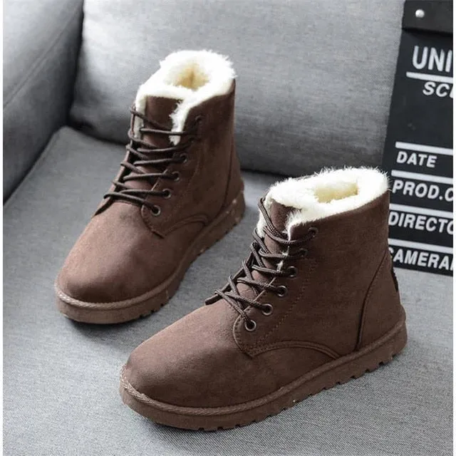 New Fashion Winter Snow Boots for Women – Warm Lace-Up Flat Boots, Trendy Women’s Shoes, Hot Sale