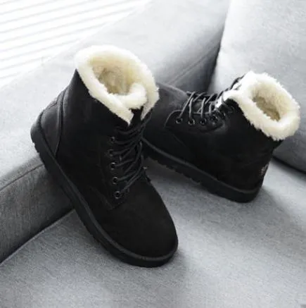 New Fashion Winter Snow Boots for Women – Warm Lace-Up Flat Boots, Trendy Women’s Shoes, Hot Sale