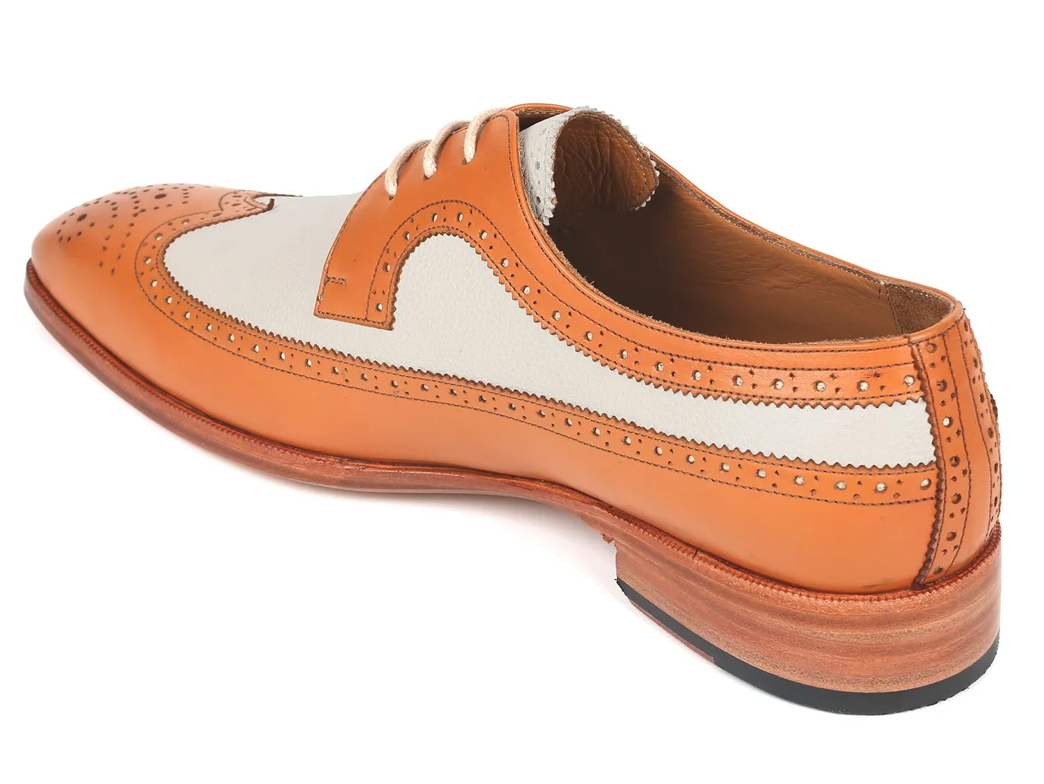 Paul Parkman Dual Tone Wingtip Derby Shoes, Cognac & Cream
