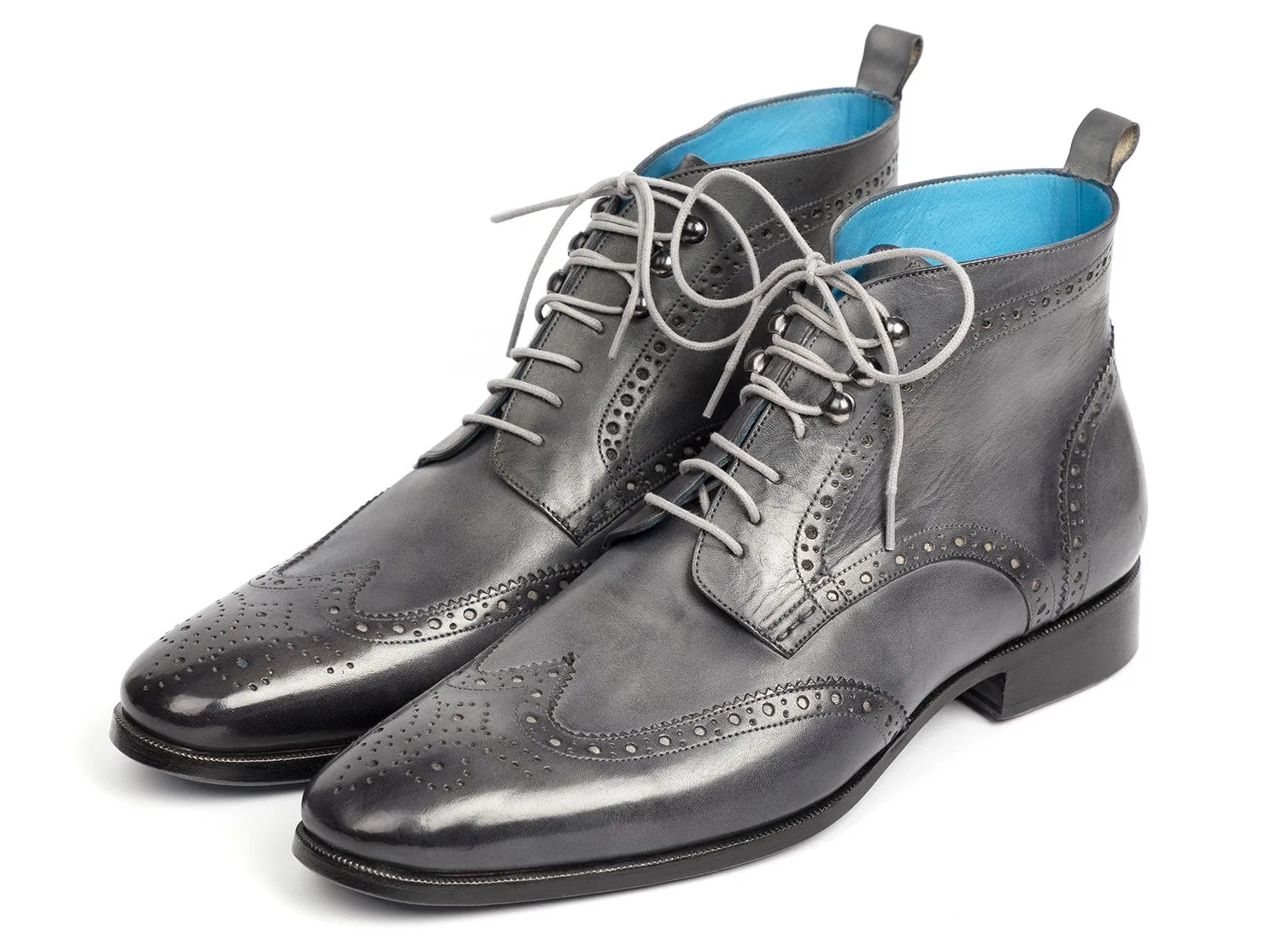 Paul Parkman Wingtip Ankle Boots, Gray Hand-Painted